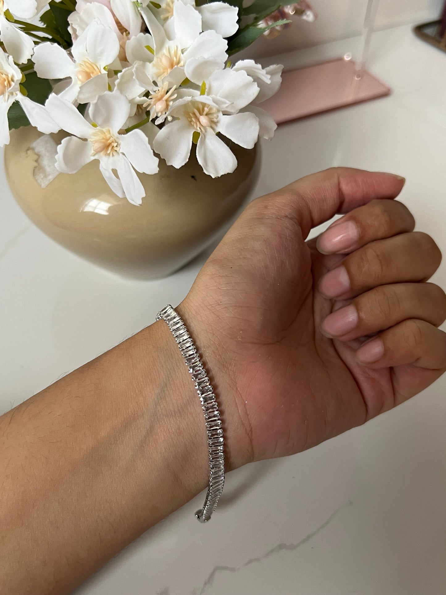 Classic silver tennis bracelet