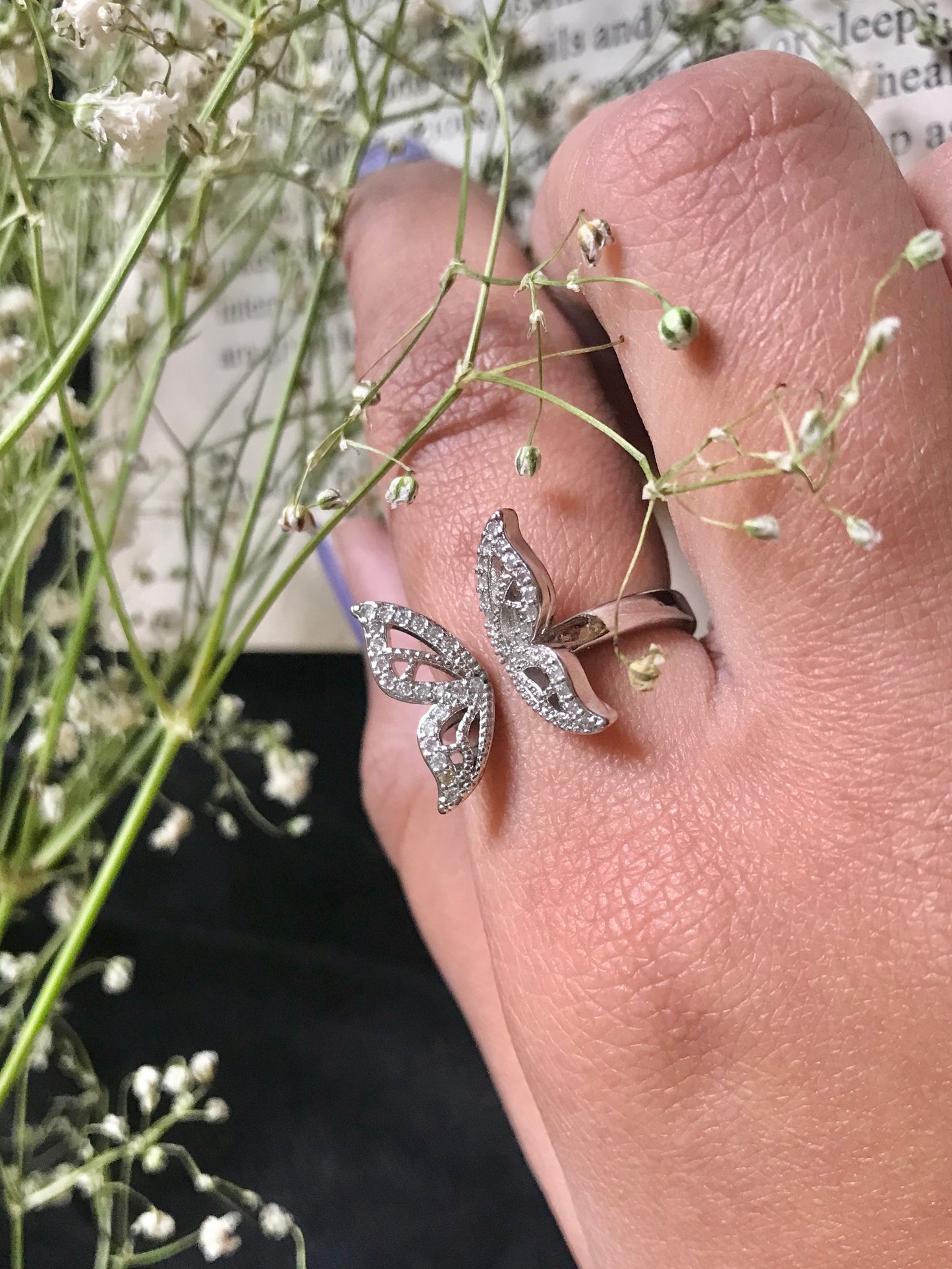 Butterfly ring in silver